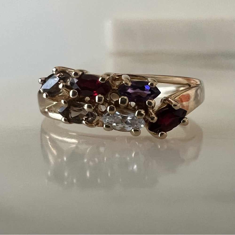 10k Solid Gold Assorted Marquise Shaped Gemstone … - image 4